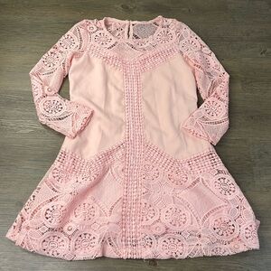 CHICWISH Women’s Pale Pink, Light Pink Lace Dress, size Large